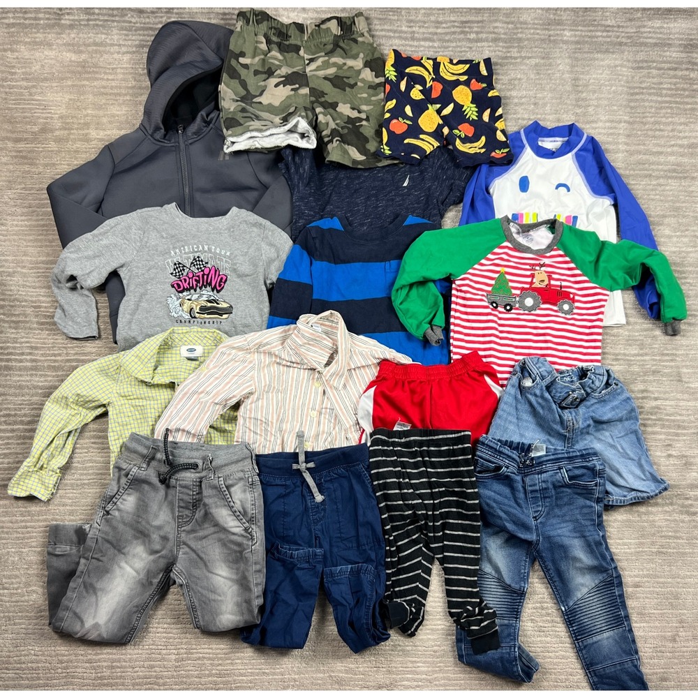 Lot of 16 Boys 4T Nike Gap Old Navy Multicolor Clothes Lot Hoodie Jeans Shorts